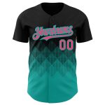 Custom 3D Gradient Baseball Jersey with Personalized Black Pink Aqua Design, Team Name & Number Personalized Black Neon Pink-Aqua