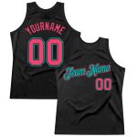 Custom Black Neon Pink Aqua Basketball Jersey - Personalized Throwback Style Personalized Black Neon Pink-Aqua Throwback