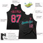 Custom Black Neon Pink Aqua Basketball Jersey - Personalized Throwback Style Personalized Black Neon Pink-Aqua Throwback