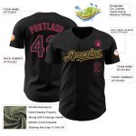 Personalized Black Neon Pink and Old Gold Baseball Jersey for Custom Sports Apparel Personalized Black Neon Pink-Old Gold