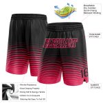 Custom Name Number Authentic Basketball Shorts Black Neon Pink Pinstripe Fade Fashion Personalized Black Neon Pink Pinstripe