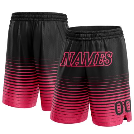 Personalized Neon Pink Black Pinstripe Basketball Shorts for Fashion Enthusiasts Personalized Black Neon Pink Pinstripe Fade