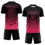 Custom Sublimation Soccer Uniform Jersey with Personalized Name and Number, Black Neon Pink Pinstripe Fade Design Personalized