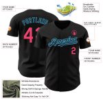 Personalized Black Neon Pink and Sky Blue Baseball Jersey for Custom Sports Apparel Personalized Black Neon Pink-Sky Blue