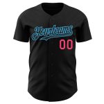 Personalized Black Neon Pink and Sky Blue Baseball Jersey for Custom Sports Apparel Personalized Black Neon Pink-Sky Blue