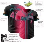 Personalized Black Neon Pink Teal Gradient Baseball Jersey - Custom Fashion Design Personalized Black Neon Pink-Teal Gradient