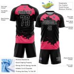 Custom Abstract Fragment Soccer Jersey - Personalized Black Neon Pink & White Uniform with Name and Number Personalized Black