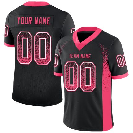 Personalized Neon Black Pink White Drift Fashion Football Jersey Mesh Personalized Black Neon Pink-White Mesh Drift Fashion