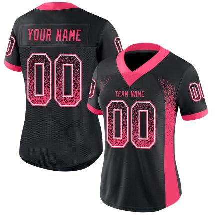 Personalized Neon Black Pink White Drift Fashion Football Jersey Mesh Personalized Black Neon Pink-White Mesh Drift Fashion