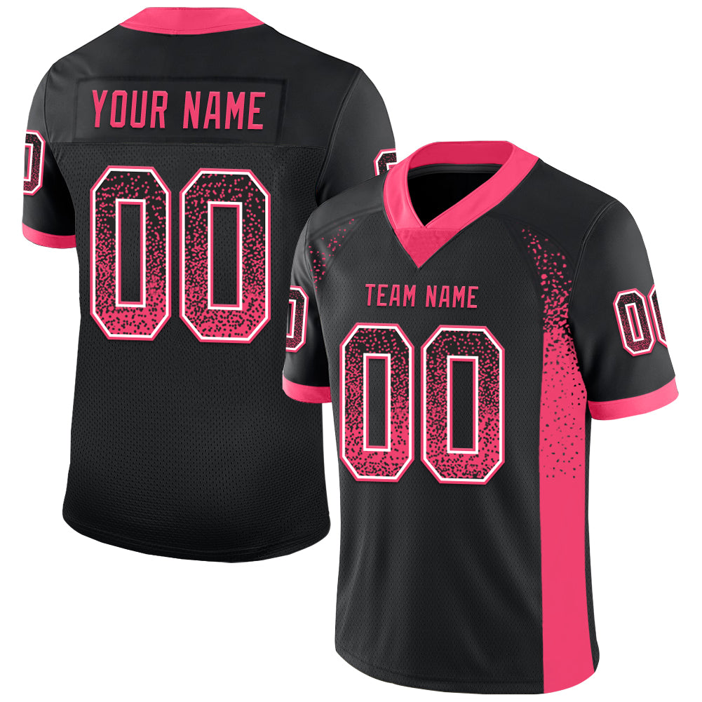 Custom Name Number Black Neon Pink White Mesh Drift Football Jersey - Personalized Team Gear Personalized Black Neon Pink-White