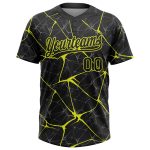 Personalized 3D Abstract Black Yellow Unisex Softball Jersey - Two-Button Design Personalized Black Neon Yellow 3D Abstract