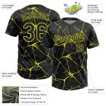 Personalized 3D Abstract Black Yellow Unisex Softball Jersey - Two-Button Design Personalized Black Neon Yellow 3D Abstract
