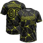 Custom Name Number Softball Jersey Unisex Neon Yellow Black 3D Pattern Abstract Two-Button Design Personalized Black Neon