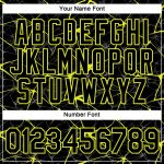 Custom Name and Number Neon Yellow 3D Pattern Performance T-Shirt - Personalized Black Abstract Network Design Personalized