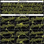 Custom Name and Number Neon Yellow 3D Pattern Performance T-Shirt - Personalized Black Abstract Network Design Personalized