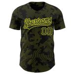 Custom Personalized Black Neon Yellow 3D Pattern Baseball Jersey with Your Name & Number - Authentic Team Style Personalized