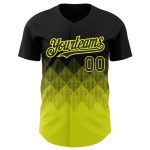Custom Baseball Jersey with Gradient Black Neon Yellow 3D Pattern, Personalized Team Name and Number, Authentic Design Personalized