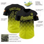 Custom Baseball Jersey with Gradient Black Neon Yellow 3D Pattern, Personalized Team Name and Number, Authentic Design Personalized