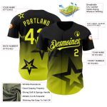Personalized 3D Gradient Black Yellow Twinkle Star Baseball Jersey with Custom Name & Number - Authentic Team Apparel Personalized