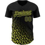 Custom Leopard Print Baseball Jersey with Personalized Name and Number - Black Neon Yellow 3D Pattern Design Personalized