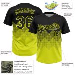 Custom Name and Number Unisex Softball Jersey with Black Neon Yellow 3D Pattern Gradient Square Shapes - Two-Button Design