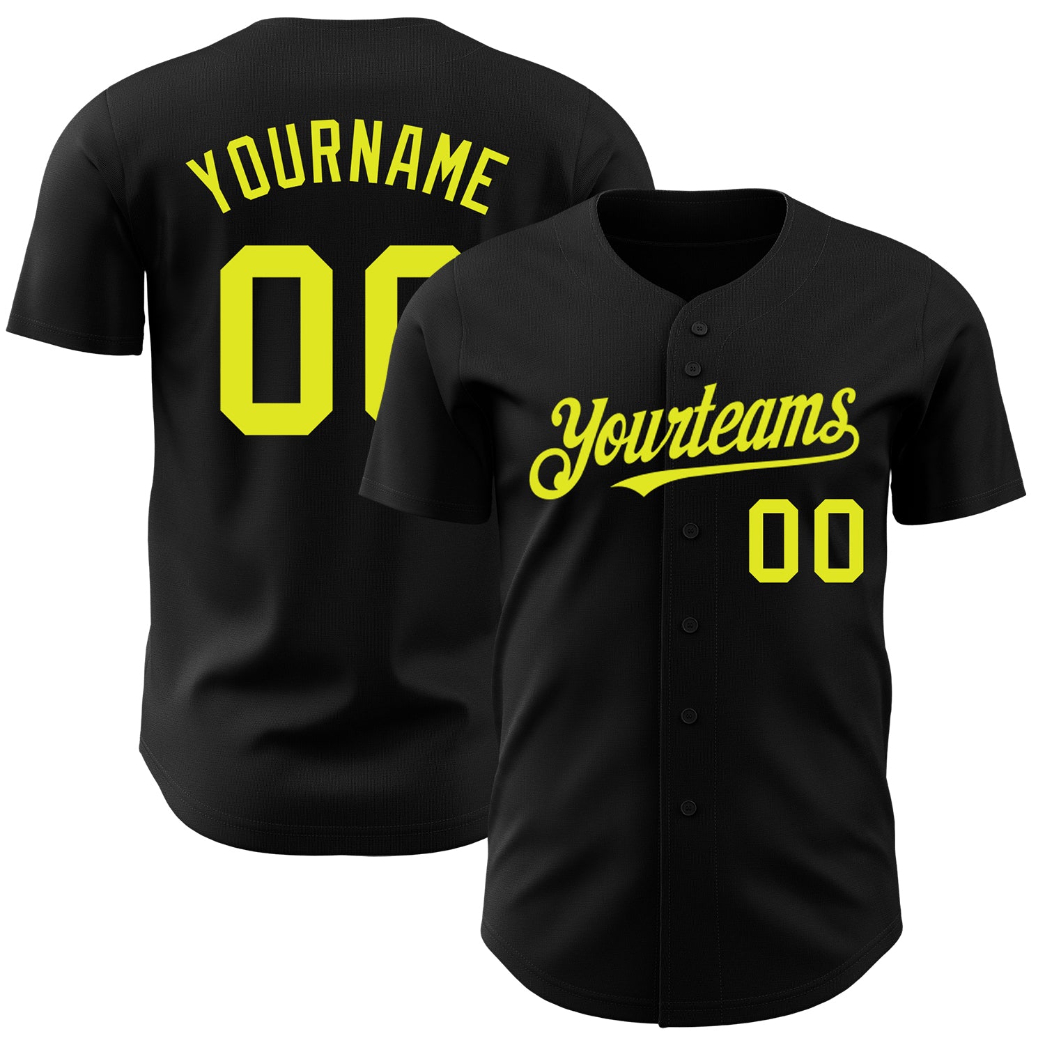 Personalized Black and Neon Yellow Baseball Jersey for Men and Women Personalized Black Neon Yellow Baseball Jersey 2