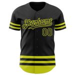 Custom Name Number Baseball Jersey - Personalized Black Neon Yellow Line Authentic Team Jersey Personalized Black Neon Yellow