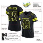 Custom Black Neon Yellow Football Jersey with Personalized Name & Number - Authentic Mesh Team Gear Personalized Black Neon