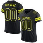 Custom Black Neon Yellow Football Jersey with Personalized Name & Number - Authentic Mesh Team Gear Personalized Black Neon