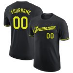 Custom Name and Number Performance T-Shirt in Black Neon Yellow - Personalized Team Gear Personalized Black Neon Yellow Performance