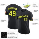 Custom Name and Number Performance T-Shirt in Black Neon Yellow - Personalized Team Gear Personalized Black Neon Yellow Performance