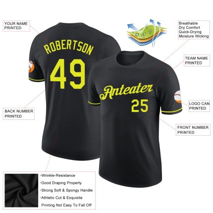 Personalized Performance T-Shirt in Black and Neon Yellow for Maximum Comfort Personalized Black Neon Yellow Performance