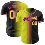 Personalized Black Yellow Pink Gradient Baseball Jersey for Stylish Fashion Personalized Black Neon Yellow-Pink Gradient