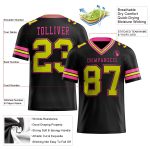 Custom Personalized Black Neon Yellow Pink Football Jersey with Name and Number - Authentic Team Apparel Personalized Black