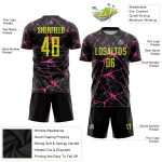 Personalized Soccer Uniform Jersey in Black Neon Yellow-Pink Sublimation Design Personalized Black Neon Yellow-Pink Sublimation