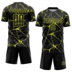 Personalized Neon Yellow Black Sublimation Soccer Jersey Uniform for Kids & Adults Personalized Black Neon Yellow Sublimation