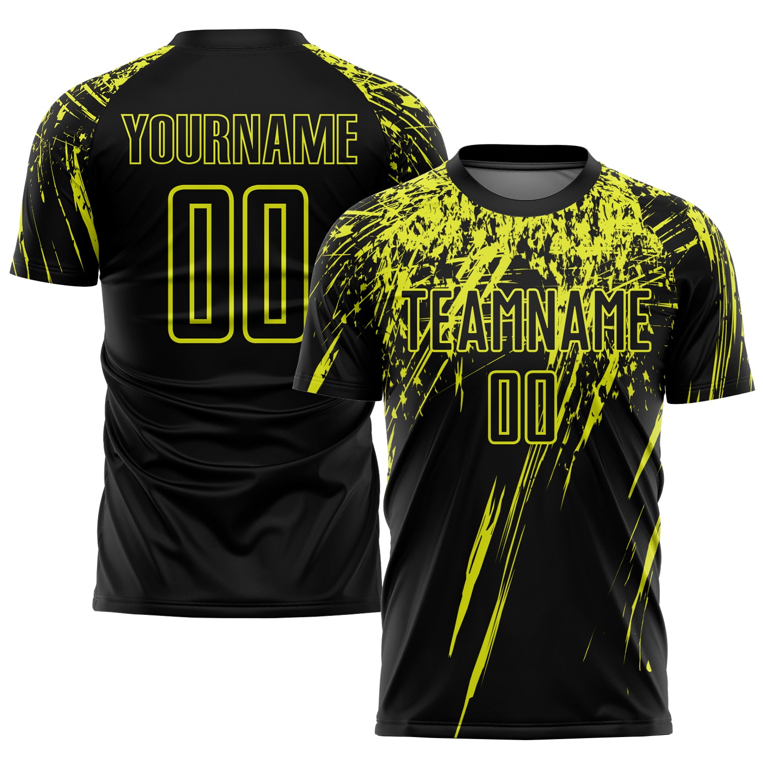 Personalized Neon Yellow Black Sublimation Soccer Jersey Uniform for Kids and Adults Personalized Black Neon Yellow Sublimation