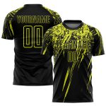 Custom Name and Number Personalized Soccer Uniform Jersey in Black Neon Yellow Sublimation Design Personalized Black Neon