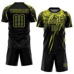 Custom Name and Number Personalized Soccer Uniform Jersey in Black Neon Yellow Sublimation Design Personalized Black Neon