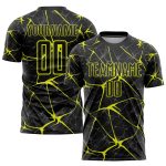 Personalized Neon Yellow Black Sublimation Soccer Jersey Uniform for Kids & Adults Personalized Black Neon Yellow Sublimation