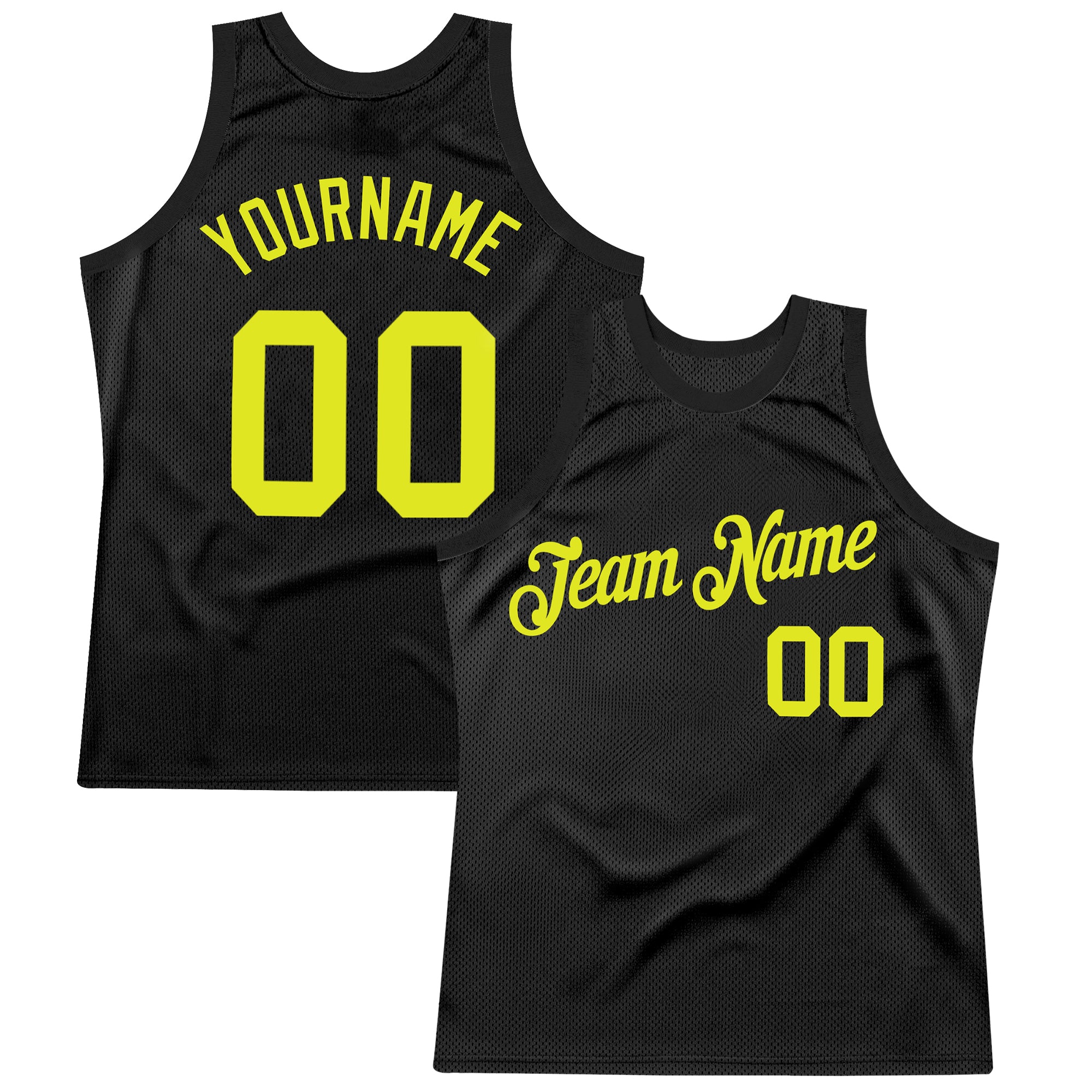 Personalized Black Neon Yellow Basketball Jersey - Custom Throwback Style Personalized Black Neon Yellow Throwback Basketball