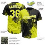 Personalized 3D Black Yellow White Abstract Brush Stroke Softball Jersey Unisex Two-Button Personalized Black Neon Yellow-White