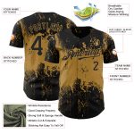Custom Black Gold 3D Abstract Splatter Art Baseball Jersey - Unique Personalized Design Personalized Black Old Gold 3D Abstract