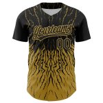 Personalized Black Gold 3D Abstract Wave Design Baseball Jersey Personalized Black Old Gold 3D Abstract Wave Baseball Jersey