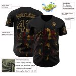 Personalized 3D American Flag Skull Baseball Jersey - Black Old Gold Patriotic Design Personalized Black Old Gold 3D American