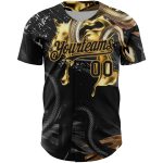 Personalized 3D Black Old Gold Snake Baseball Jersey for Men and Women Personalized Black Old Gold 3D Animal Snake Baseball