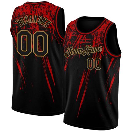 Custom Black and Gold 3D Basketball Jersey - Personalized Sports Apparel Personalized Black Old Gold 3D Basketball Jersey
