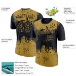 Personalized Black and Old Gold Dripping Splatter Art T-Shirt for Performance 2 Personalized Black Old Gold 3D Dripping Splatter