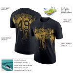 Personalized Black Old Gold 3D Dripping Splatter Art T-Shirt for Performance Personalized Black Old Gold 3D Dripping Splatter