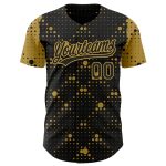 Personalized Black Gold 3D Geometric Dots Baseball Jersey for Men and Women Personalized Black Old Gold 3D Geometric Halftone